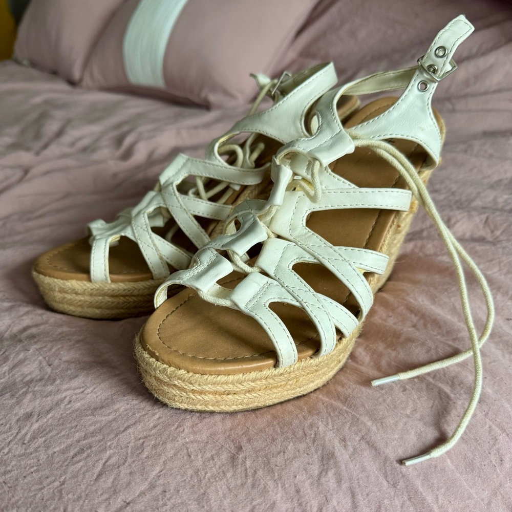 Charlotte Russe Cream Espadrille Wedges
